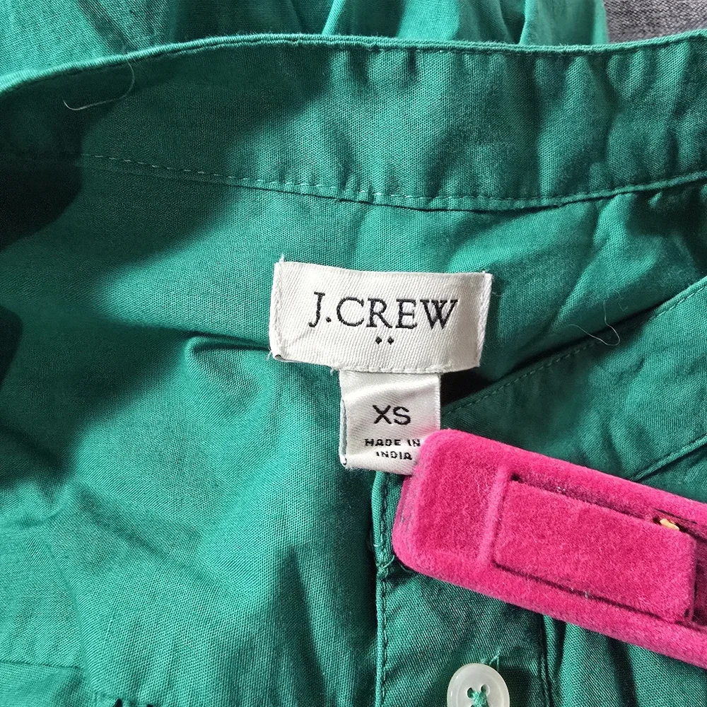 J. Crew J.Crew XS Green Long Sleeve Stretch Cotton Tiered Dress